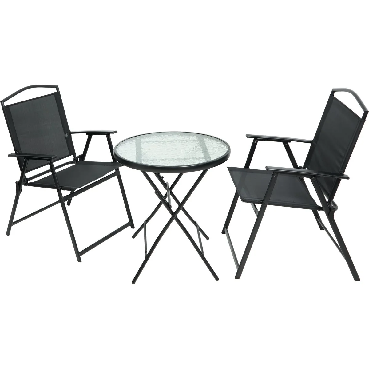 Trendy 3-Piece Black Steel Sling Bistro Set Fine Crafted