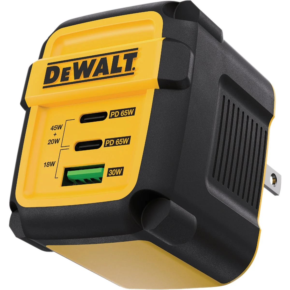 High-Performance DEWALT 65W 3-Port GaN PPS PD Wall Charger Lightweight
