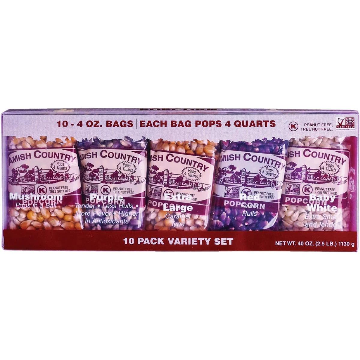 Durable Amish Country Popcorn 10 Count 4 Oz. Variety Pack Soft