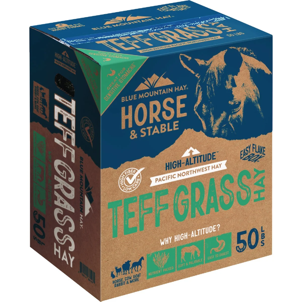 Carefully Designed Blue Mountain Hay High Altitude 50 Lb. Teff Grass Hay Clean