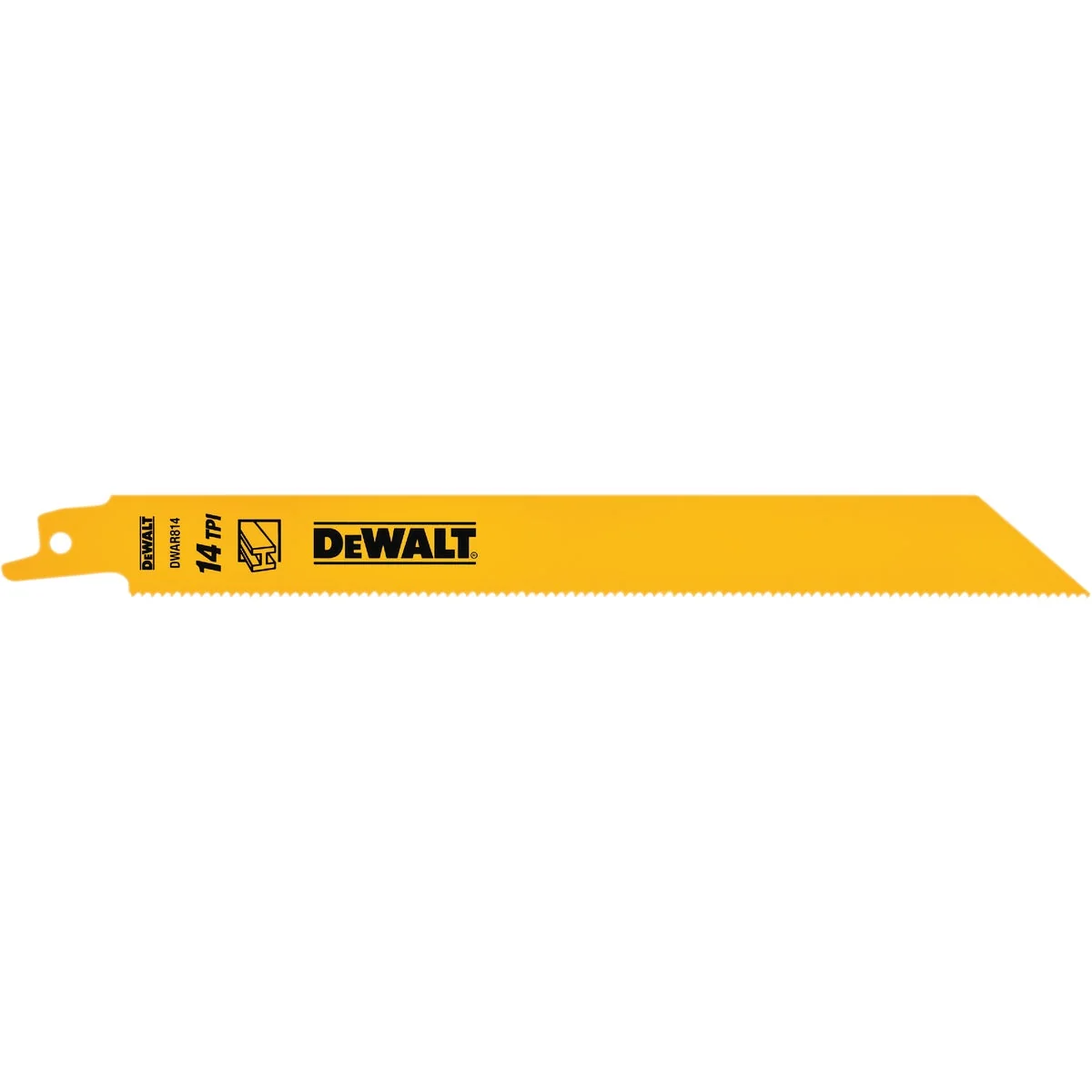 Green DEWALT 8 In. 14 TPI Bi-Metal Metal Reciprocating Saw Blade 5-Pack Certified