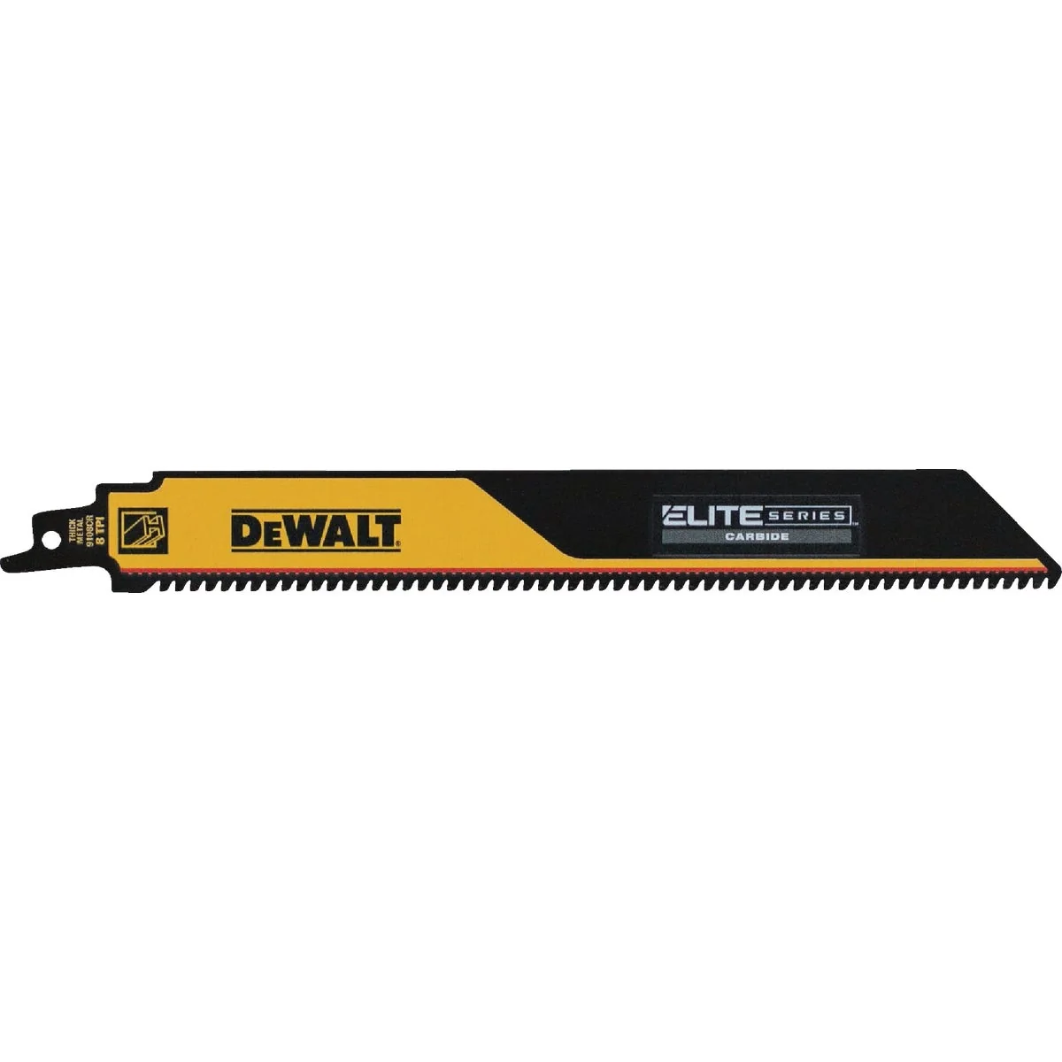 Refined DEWALT Elite Series 9 In. 8 TPI Carbide Metal Reciprocating Saw Blade Green