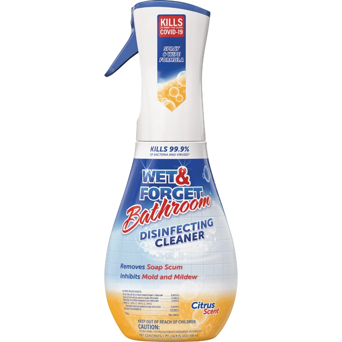 Reusable Wet Forget 16.9 Oz. Citrus Scent Bathroom Disinfecting Cleaner Refined