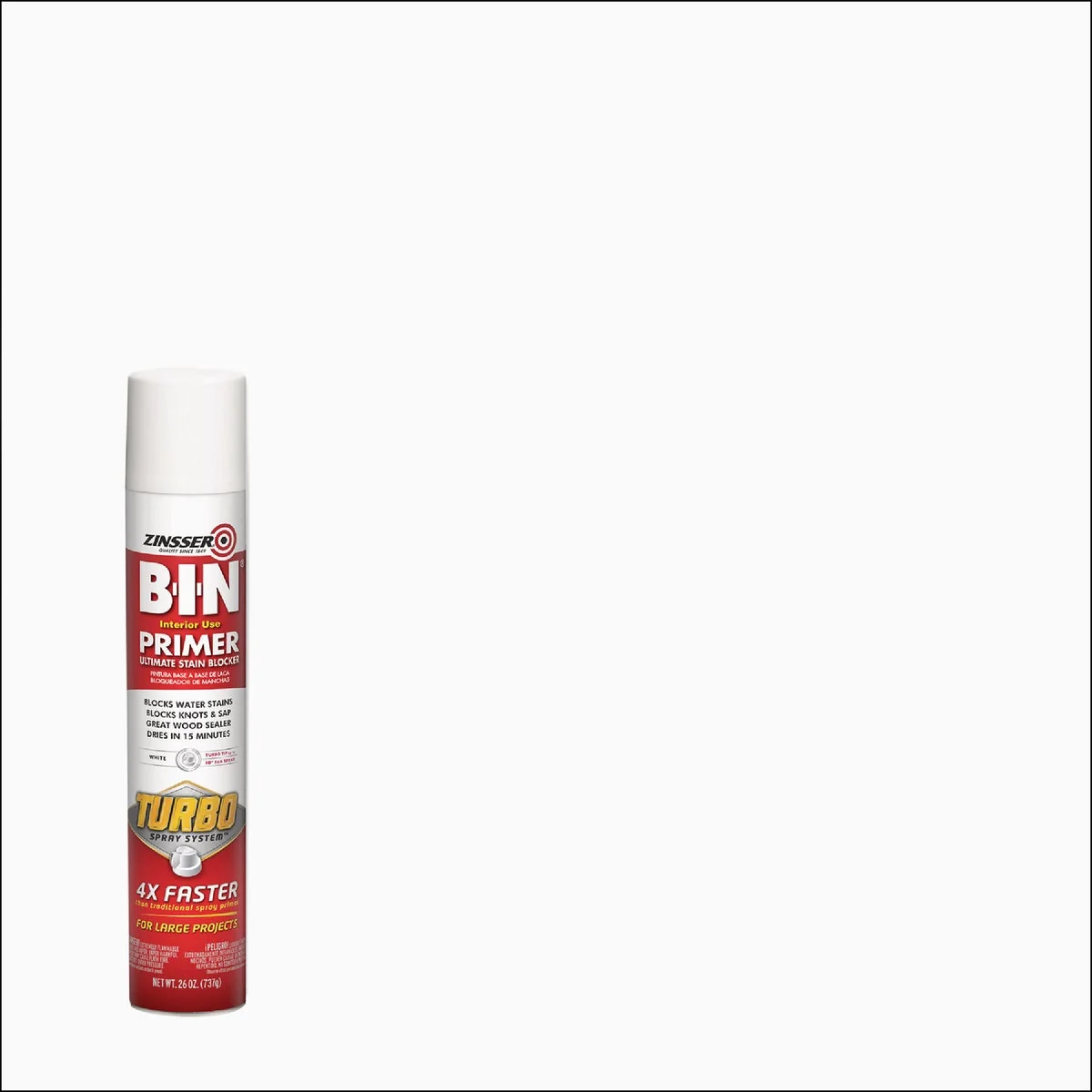 Casual Zinsser 26 Oz. B-I-N Primer Spray with Turbo Spray System Flat White Recyclable