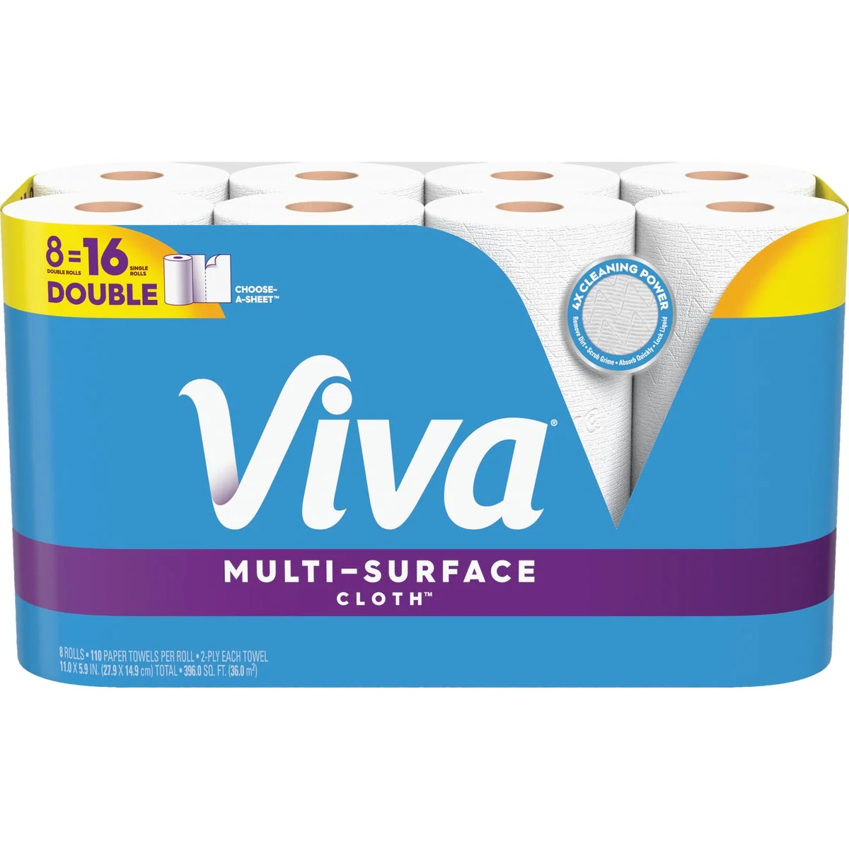 Fine Viva Multi-Surface Cloth Paper Towels 8 Double Rolls Effective