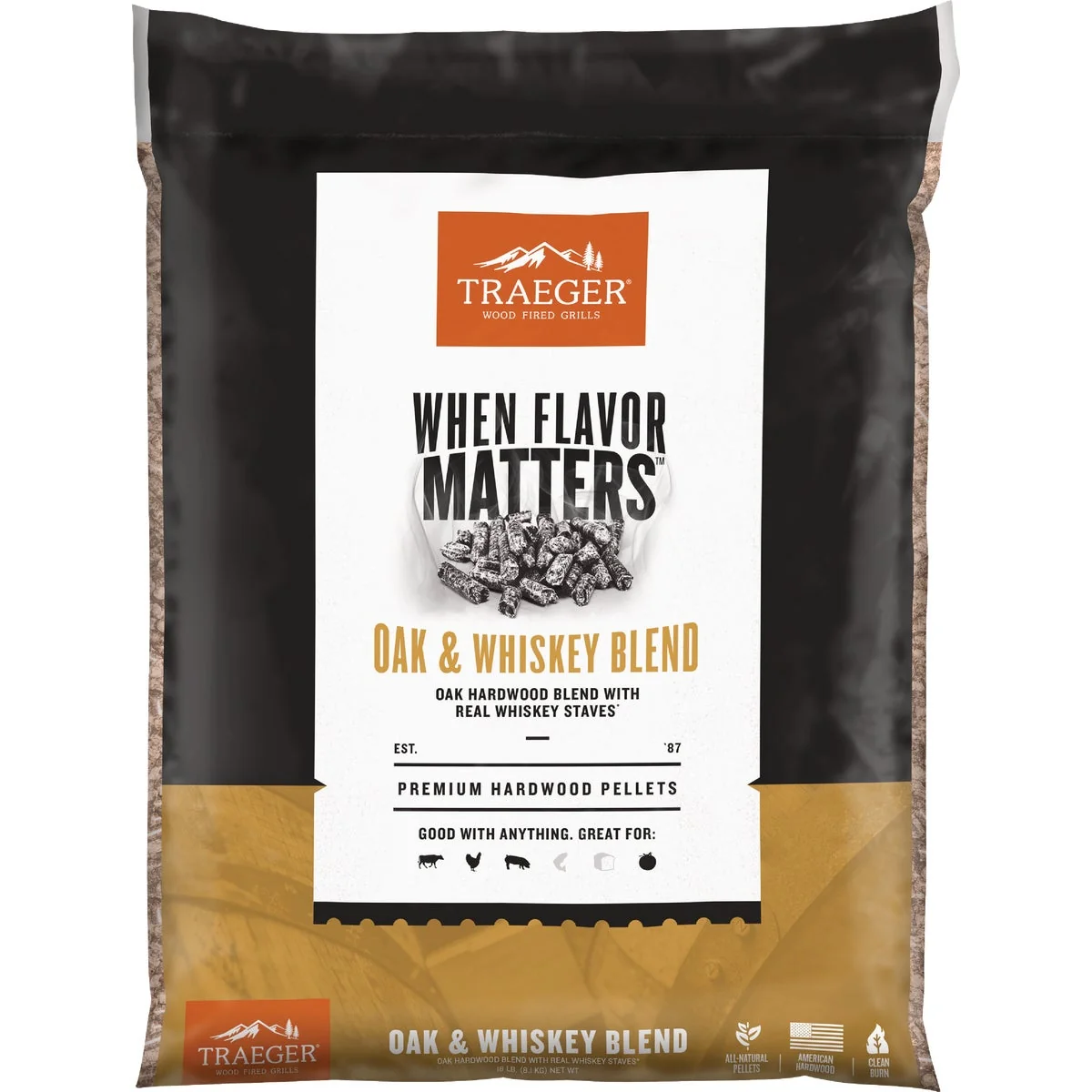 Advanced Traeger 20 Lb. Oak Whiskey Wood Pellets Luxury