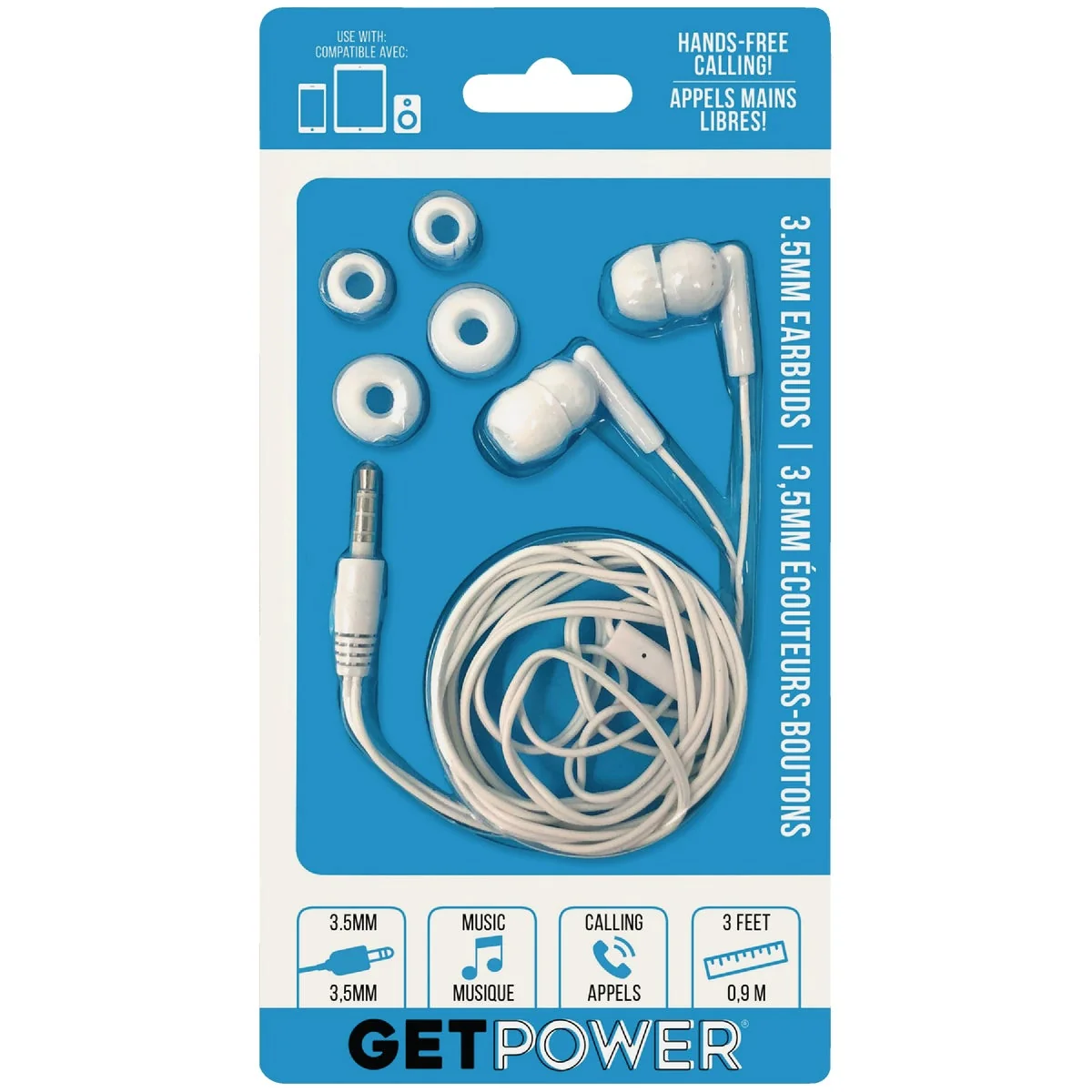Sophisticated GetPower 3.5mm White Music Calling Earbuds Proven