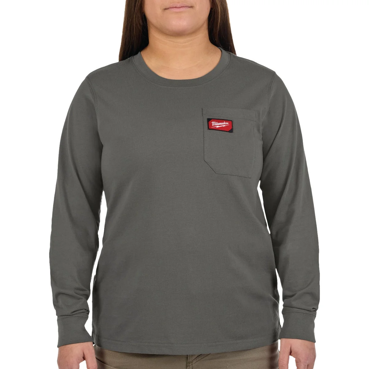 Superior Milwaukee GRIDIRON Women’s Large Gray Long Sleeve Pocket T-Shirt Reliable