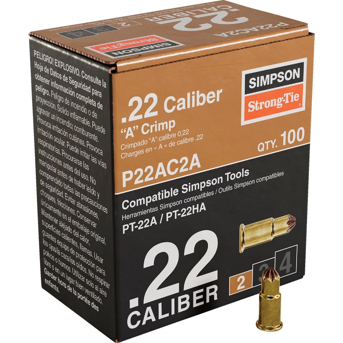 Smooth P22AC 0.22-Caliber A Single-Shot Crimp Loads LVL 2 Brown – Imported 100-Qty Safe