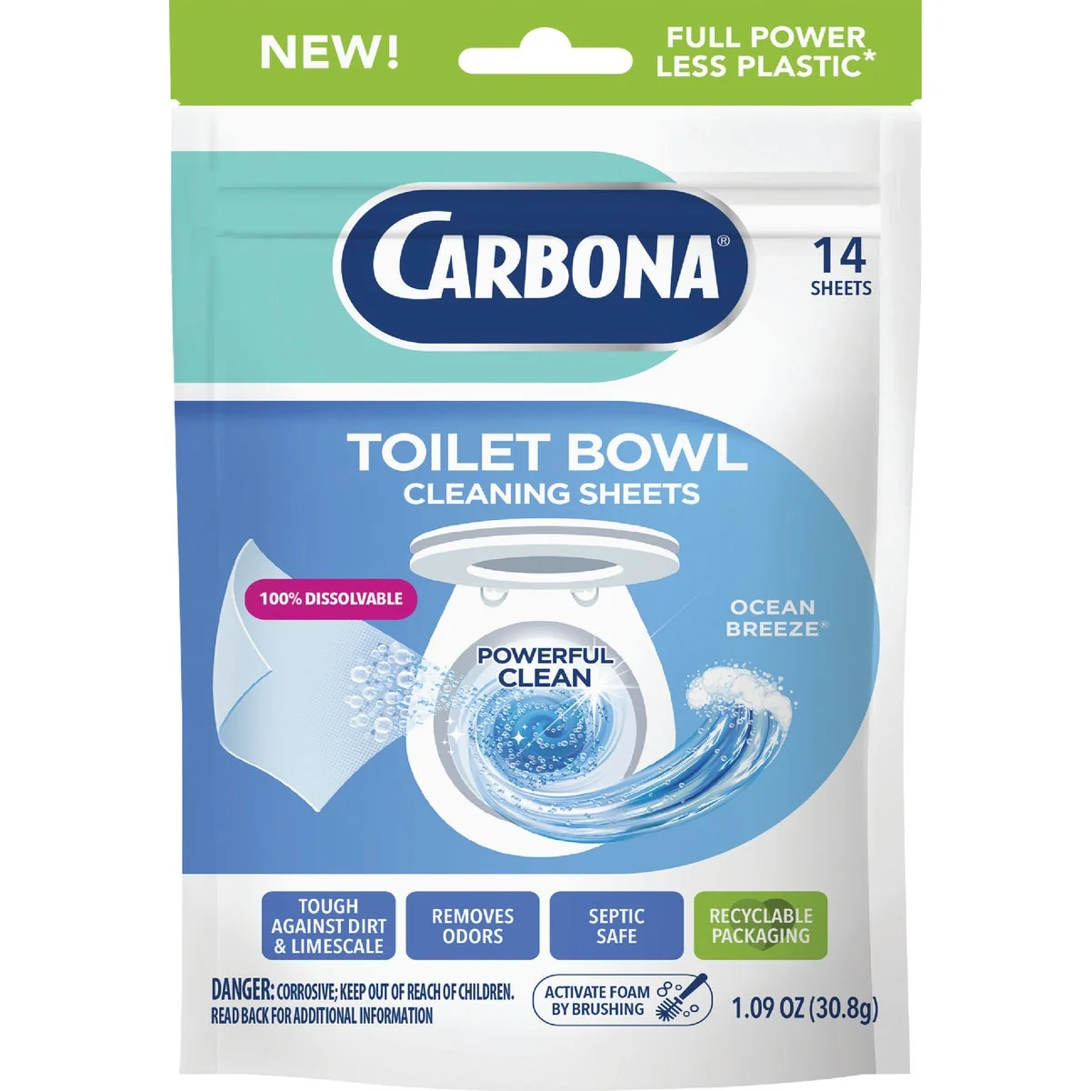 World-Class Carbona Ocean Breeze Scented Toilet Bowl Cleaning Sheet 14-Pk. Superior