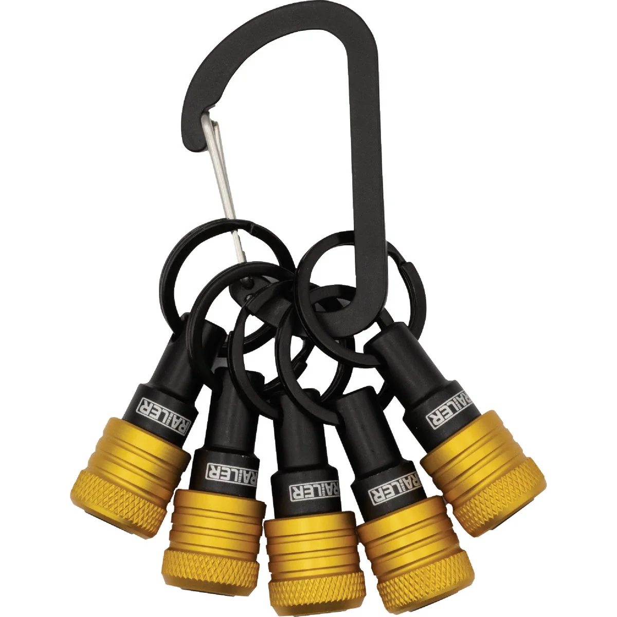 Exceptional Railer Bit Holder Keychain with 5 Yellow Hex Shank Bit Holders Crafted