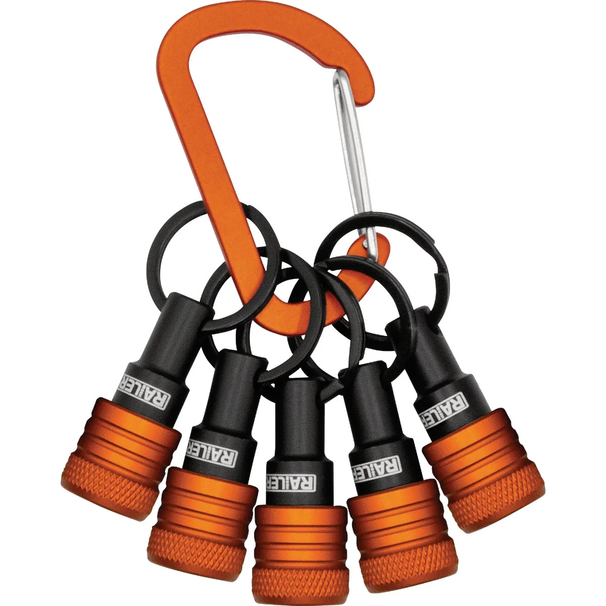 Versatile Railer Bit Holder Keychain with 5 Orange Hex Shank Bit Holders High-Quality
