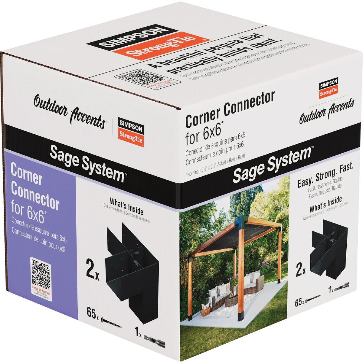 Official Simpson Strong-Tie Outdoor Accents Sage System Black Powder-Coated Corner Connector for 6×6 with Screws 2-Pack Prestigious