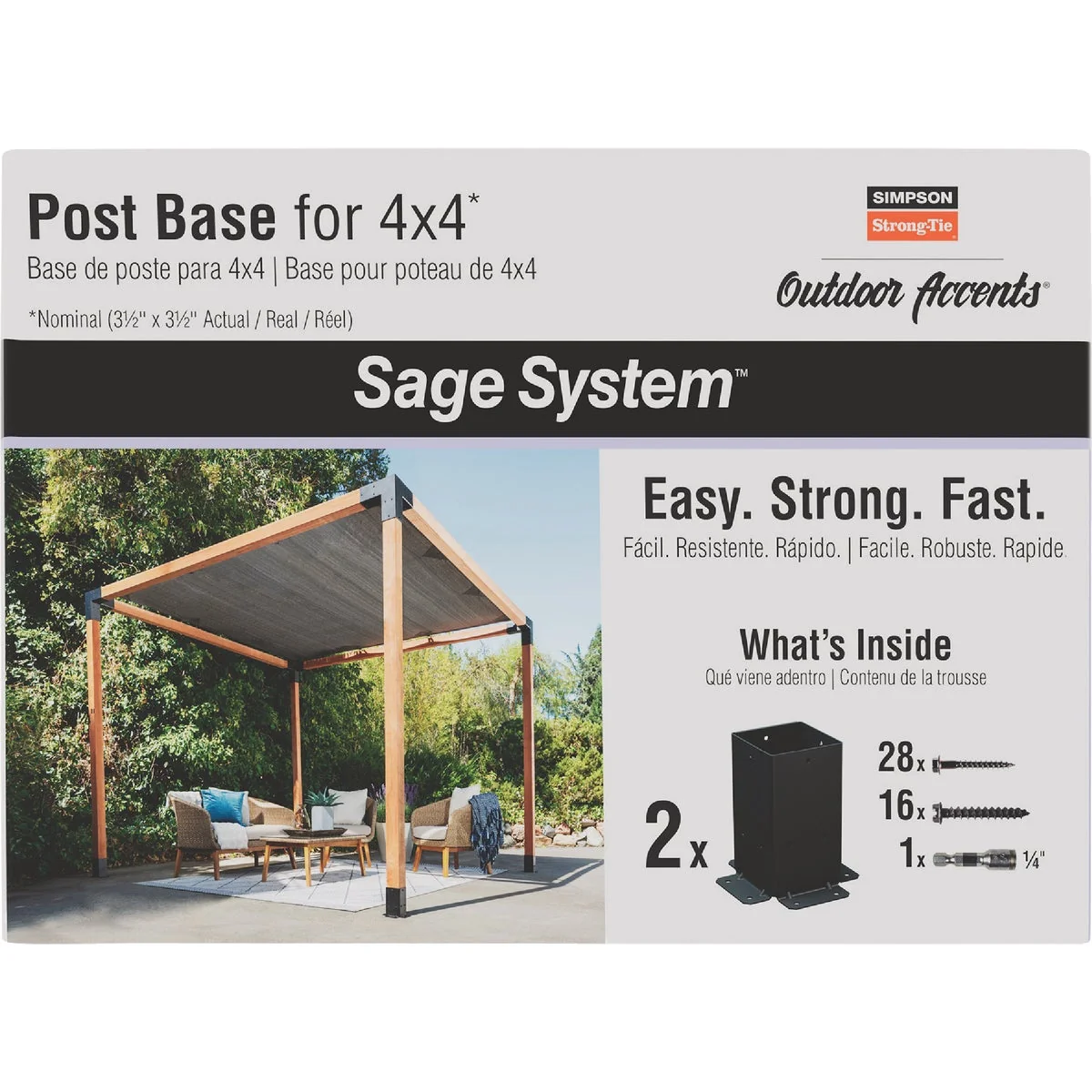Consistent Simpson Strong-Tie Outdoor Accents Sage System Black Powder-Coated Post Base for 4×4 with Screws 2-Pack Recyclable