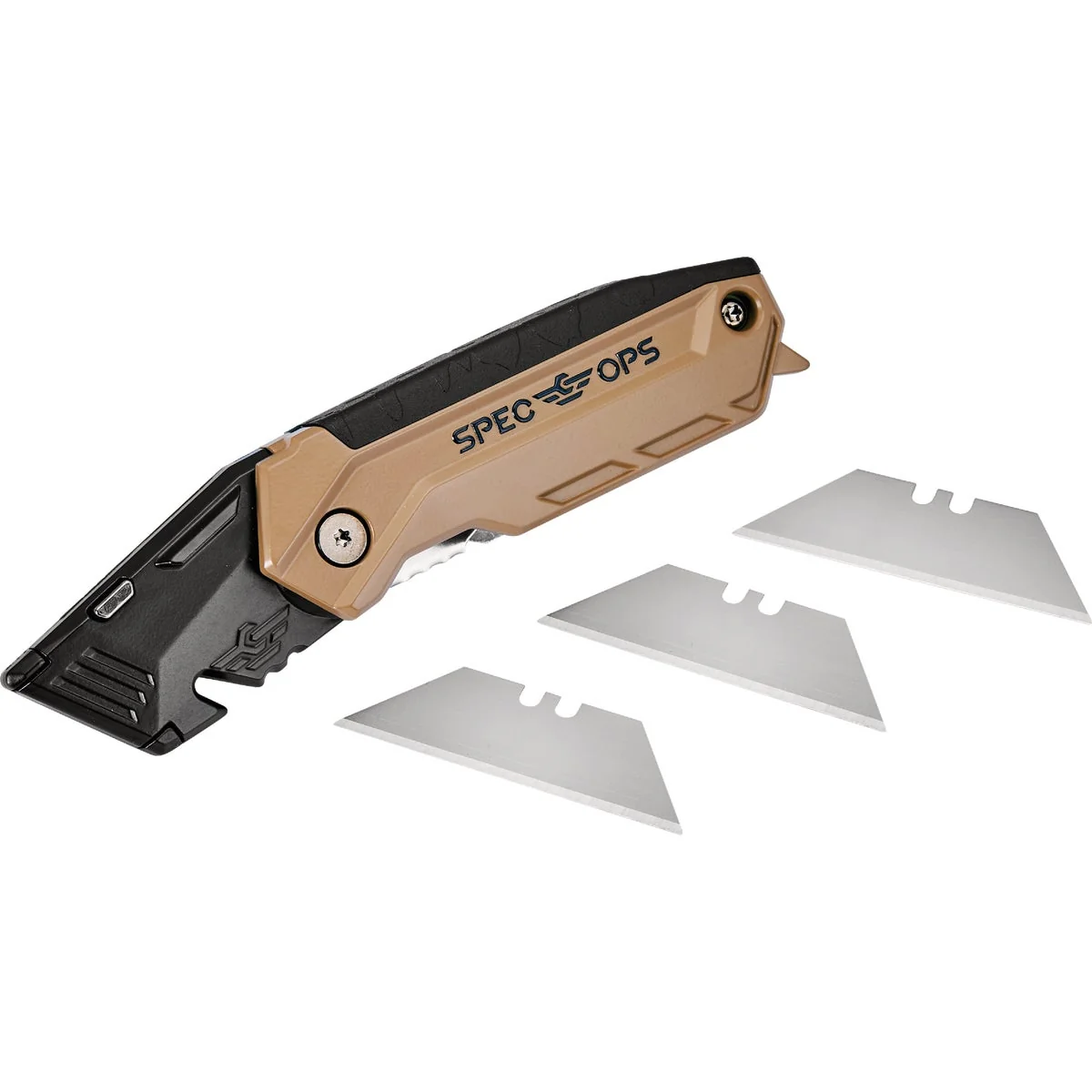 Professional Spec Ops Folding Utility Knife with 3 Blades Detailed