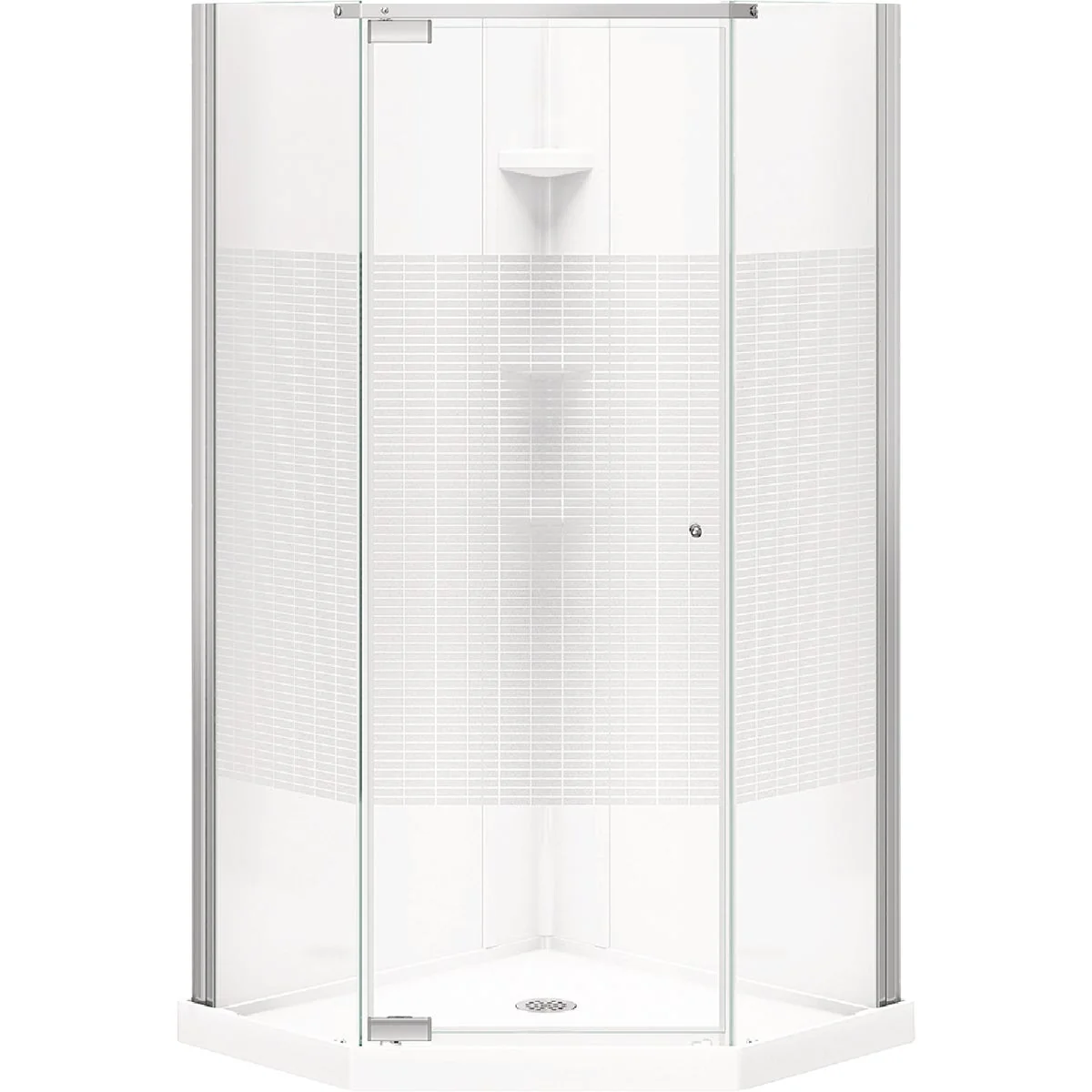 World-Class Maax Begonia Carbon 36 In. L x 36 In. D x 72 In. H Polystyrene Center Drain Shower Kit in White with Carbon Glass in Chrome Contemporary