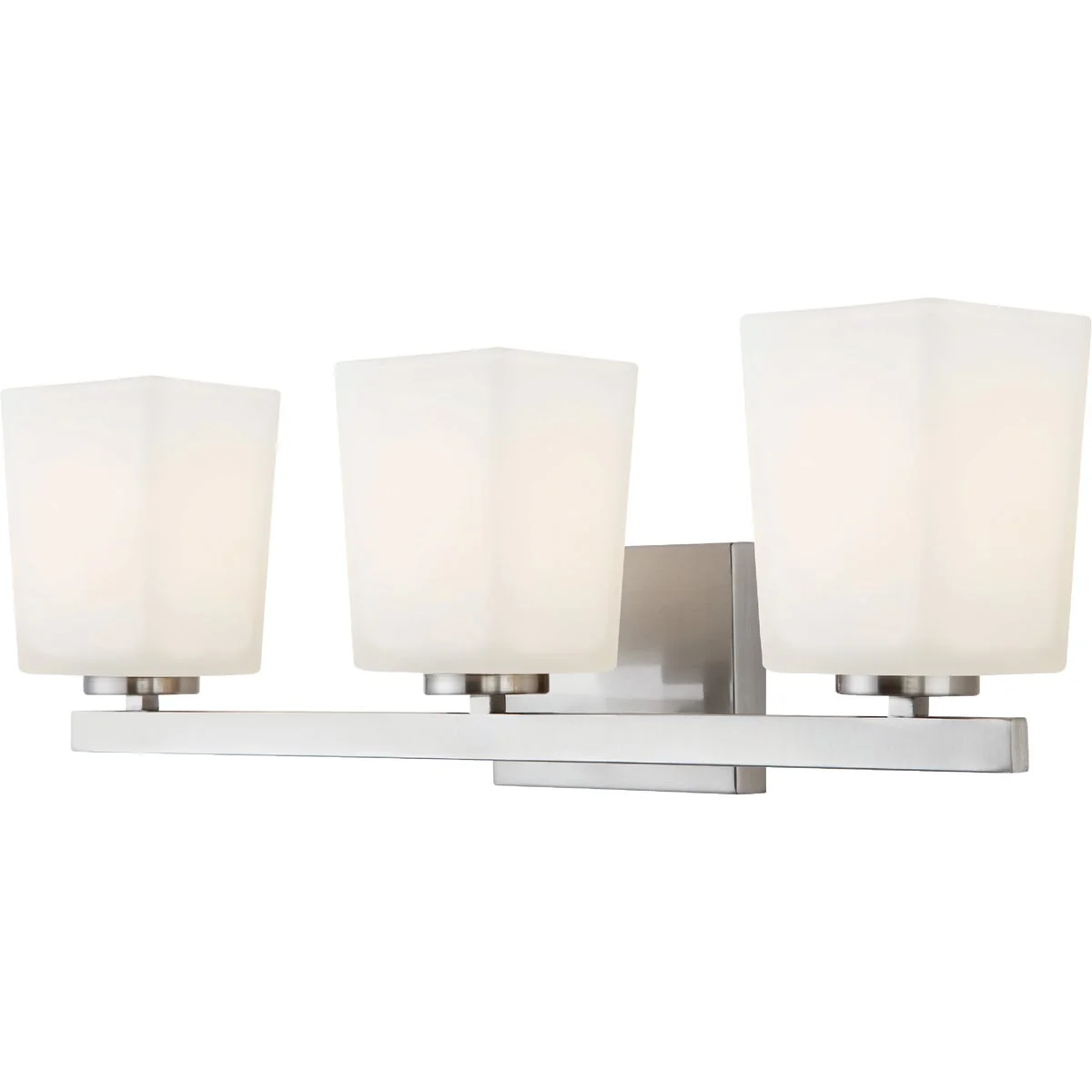 Quality Canarm Hartley 3-Light Brushed Nickel Vanity Bath Light Fixture Flat Opal Glass Enhanced