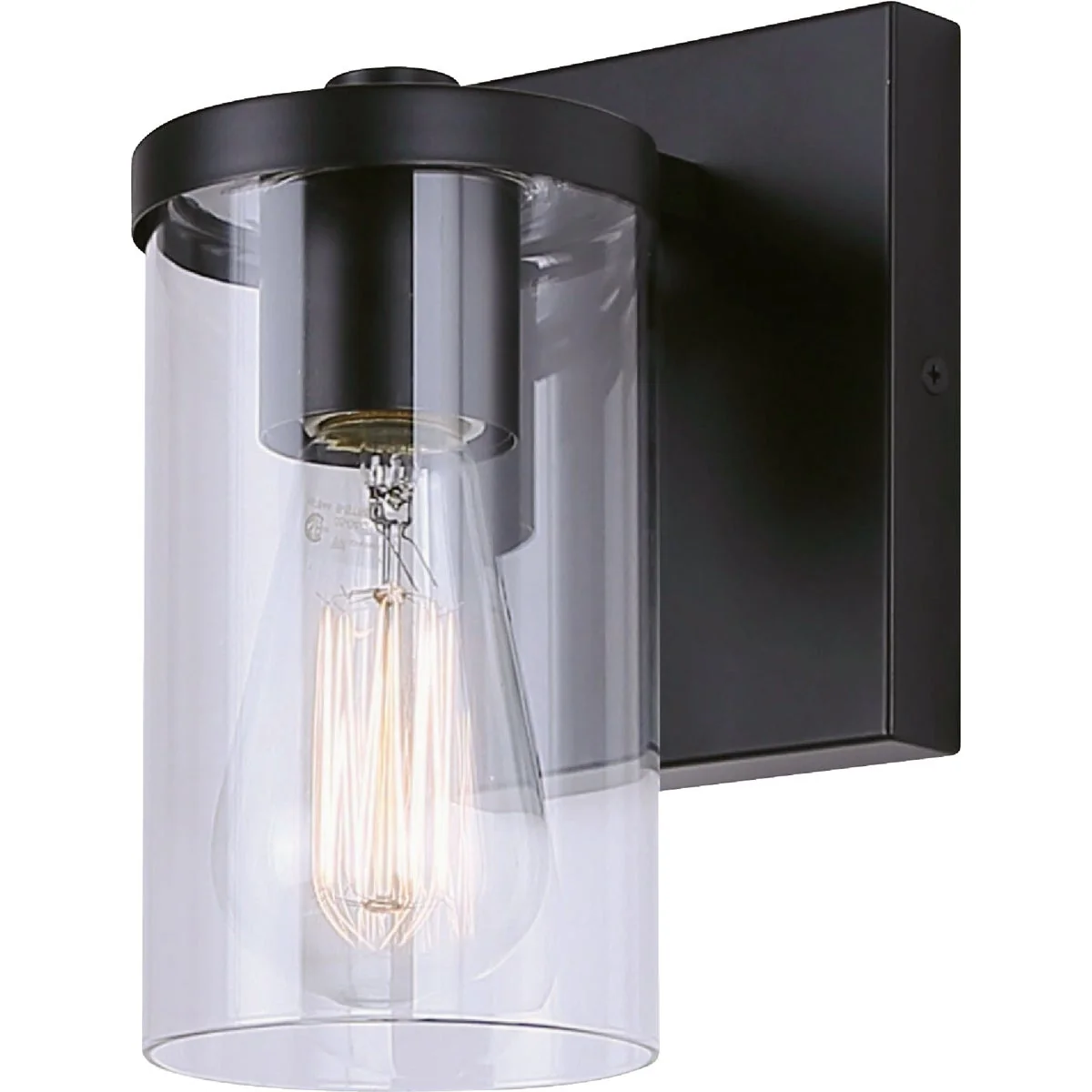 Fine Canarm Britton 1-Light Black Vanity Bath Light Fixture Clear Glass Elegant