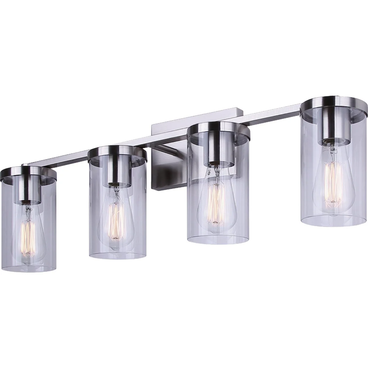 Original Canarm Britton 4-Light Brushed Nickel Vanity Bath Light Fixture Clear Glass Fast
