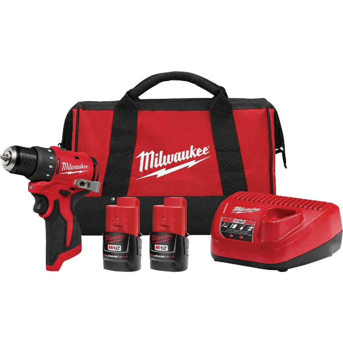 Eco-Friendly Milwaukee M12 Brushless 3 8 In. Subcompact Cordless Impact Drill Driver Kit with 2 Batteries Charger Sophisticated