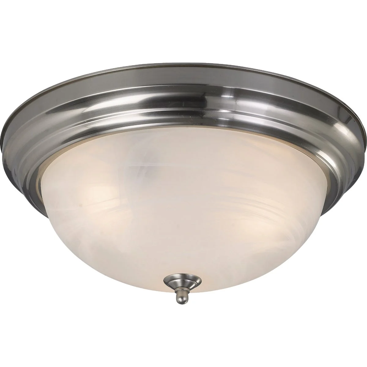 Traditional Canarm 15 In. 3-Light Brushed Nickel Alabaster Glass Flush Mount Ceiling Light Fixture High-End