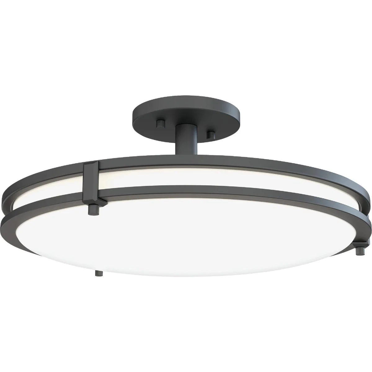 High-End Juno Saturn 16 In. Matte Black Round Semi-Flush Mount Light Fixture Elegant