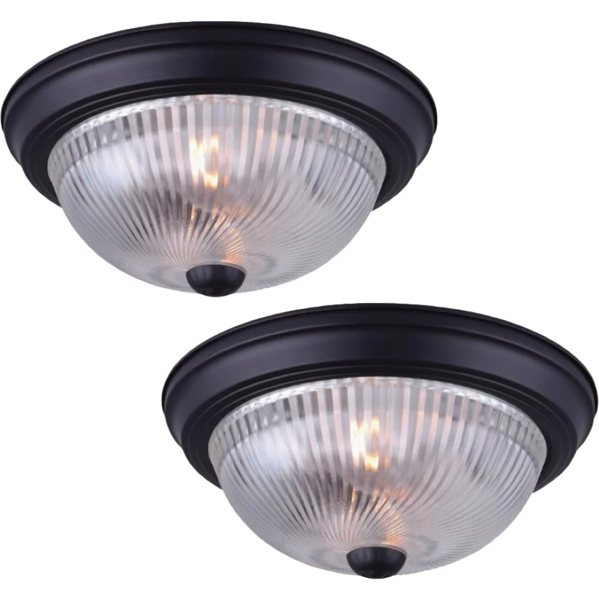 Verified Canarm 11 In. Black Flush Mount Fixture with Clear Glass 2-Pack Advanced