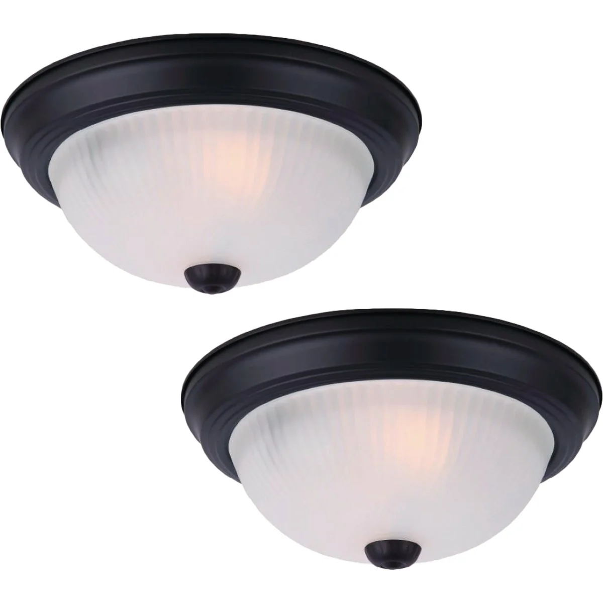 Safe Canarm 11 In. Black Flush Mount Fixture with Frosted Glass 2-Pack Certified