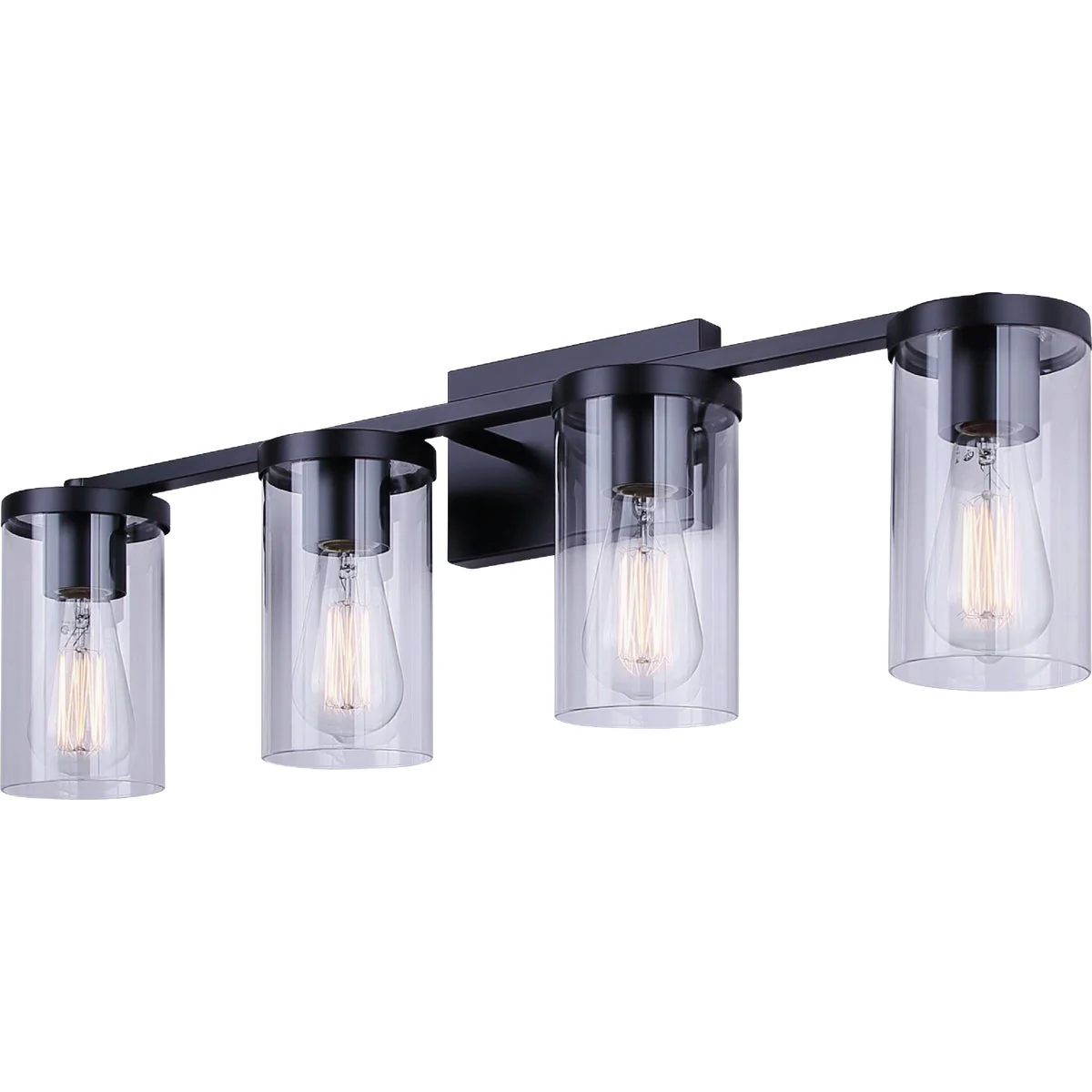 Prestigious Canarm Britton 4-Light Black Vanity Bath Light Fixture Clear Glass Artisan