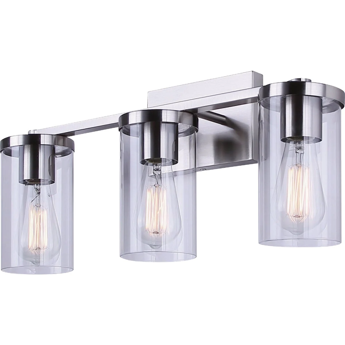 Clean Canarm Britton 3-Light Brushed Nickel Vanity Bath Light Fixture Clear Glass Outstanding
