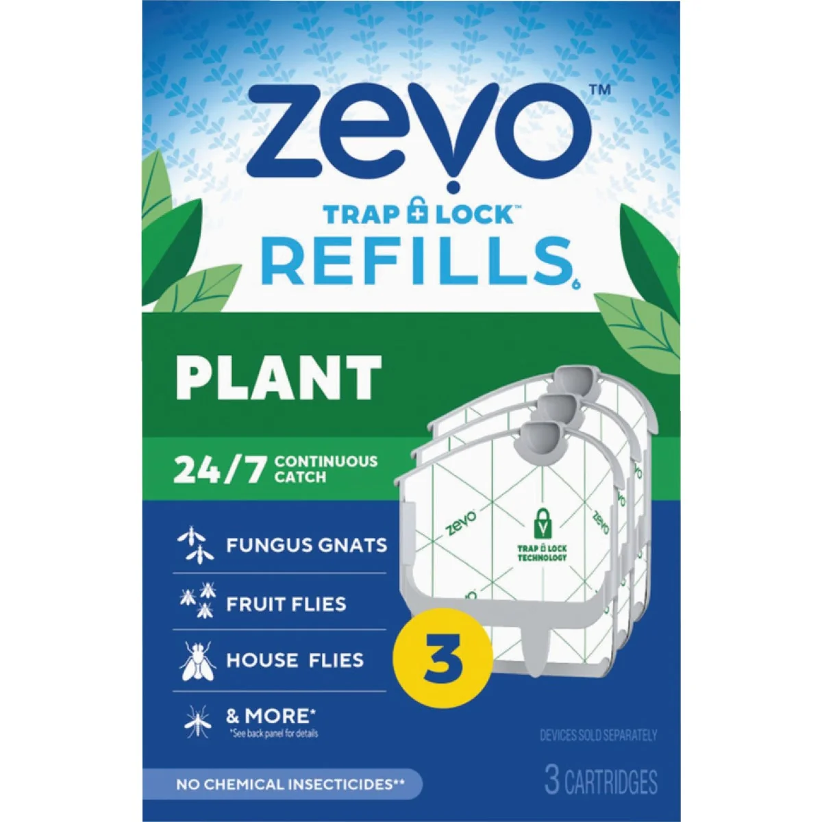 Top-Quality Zevo Indoor Plant Insect Trap Refill Kit 3-Pack Stylish