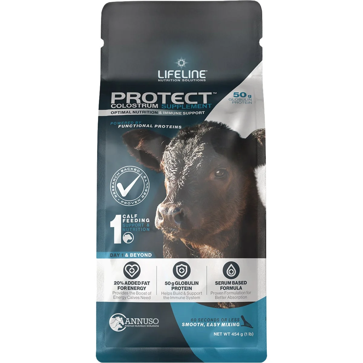 Smart LifeLine Protect 1 Lb. 50G Globulin Protein Colostrum Supplement for Calves High-End
