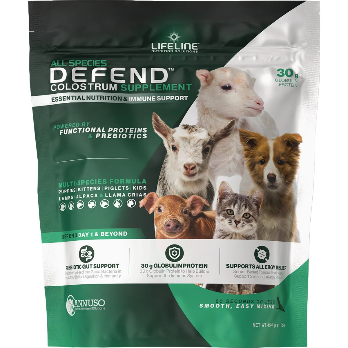 Exceptional LifeLine Defend 1 Lb. 30G Globulin Protein All Species Colostrum Supplement Professional