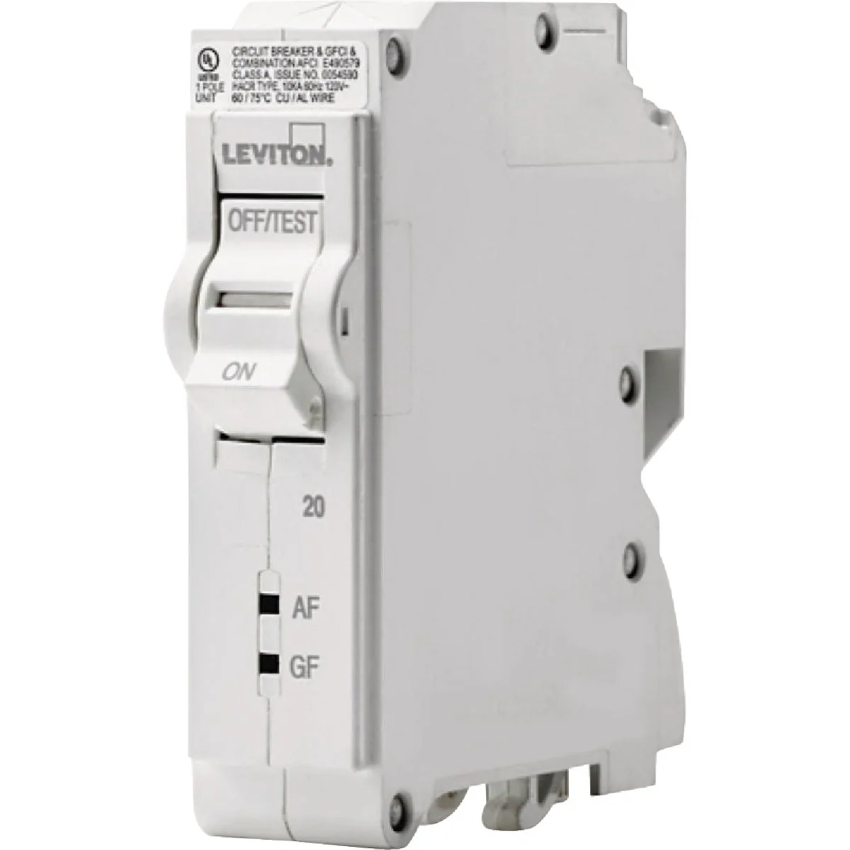 Carefully Designed Leviton 20A 1-Pole Hydraulic Magnetic Trip Plug-On AFCI GFCI White Branch Circuit Breaker Natural