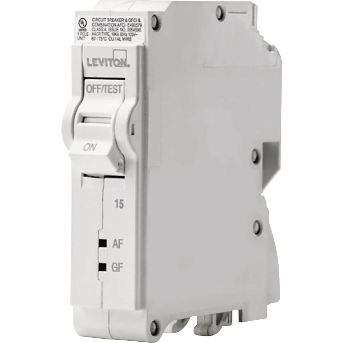 Organic Leviton 15A 1-Pole Hydraulic Magnetic Trip Plug-On AFCI GFCI White Branch Circuit Breaker Genuine