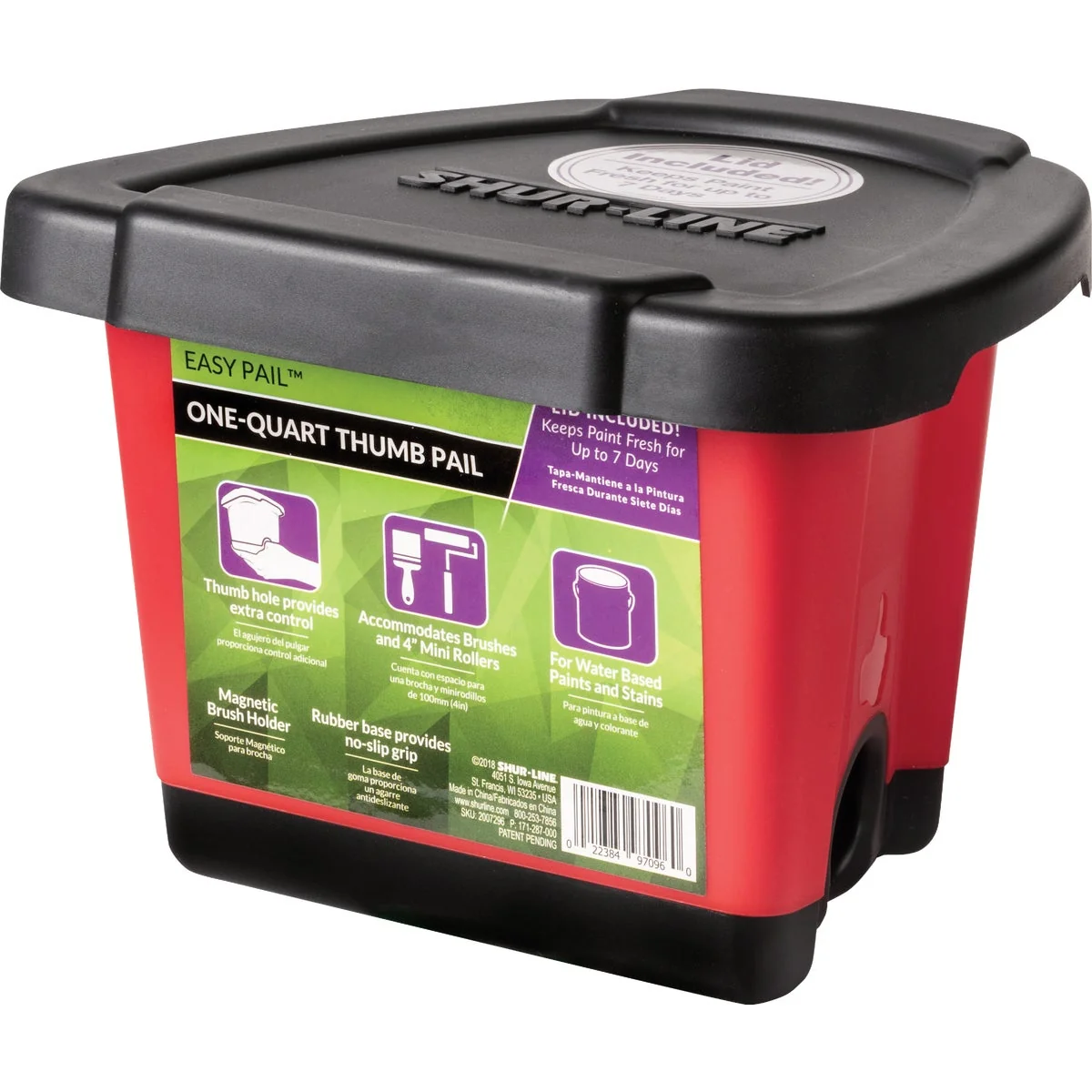 Enhanced Shur-Line 1 Qt. Easy Paint Thumb Pail with Lid Superior