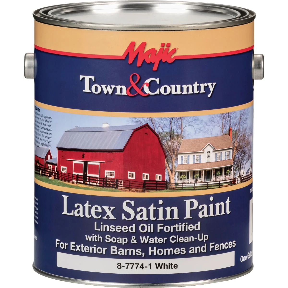 Pure MAJIC Town Country Exterior Latex Satin Paint White 1 Gal. Organic