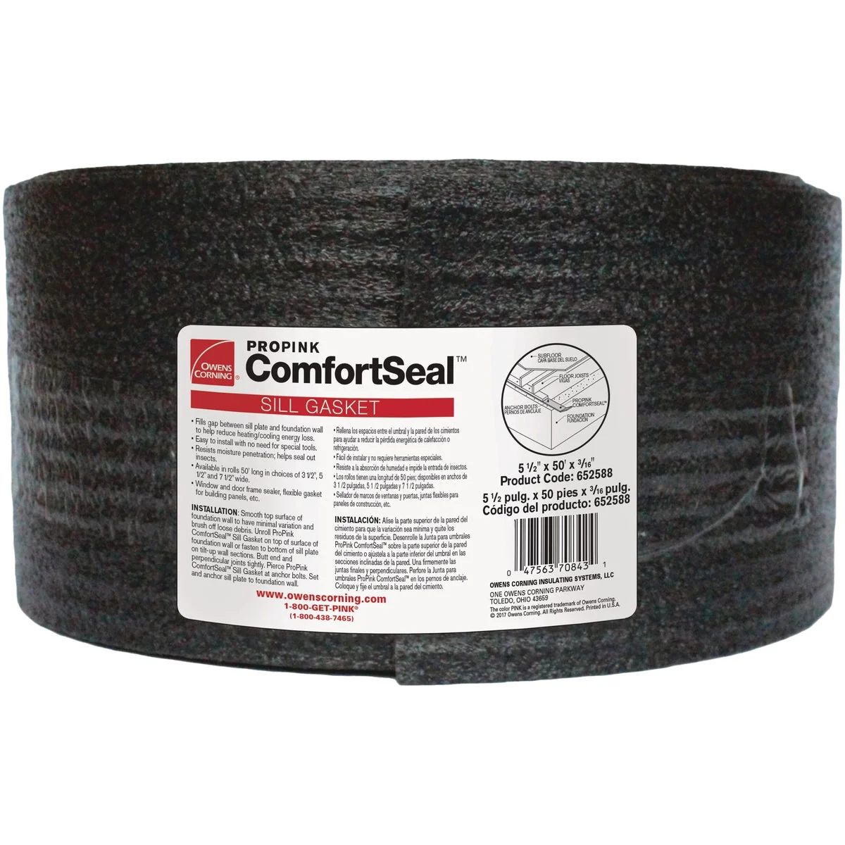 Effective Owens Corning 5.5 In. x 50 Ft. Black Polyethylene Foam Sill Sealer Responsible