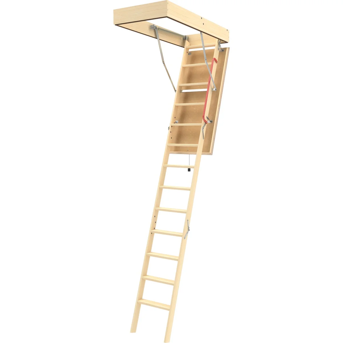 Advanced Fakro LFA 7 Ft. 11 In. to 10 Ft. 4 In. 22-1 2 In. x 54 In. Fire Retardant Door Insulated Wood Attic Stairs 350 Lb. Load High-Grade
