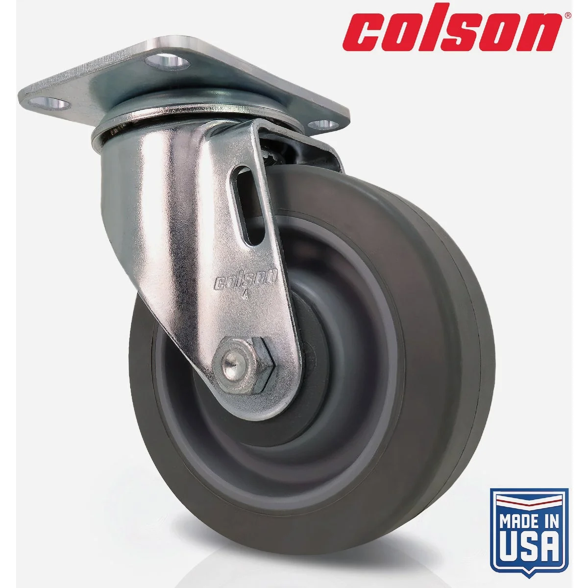 Classic Colson 4 In. Gray TPR Swivel Plate Caster Easy-to-Use