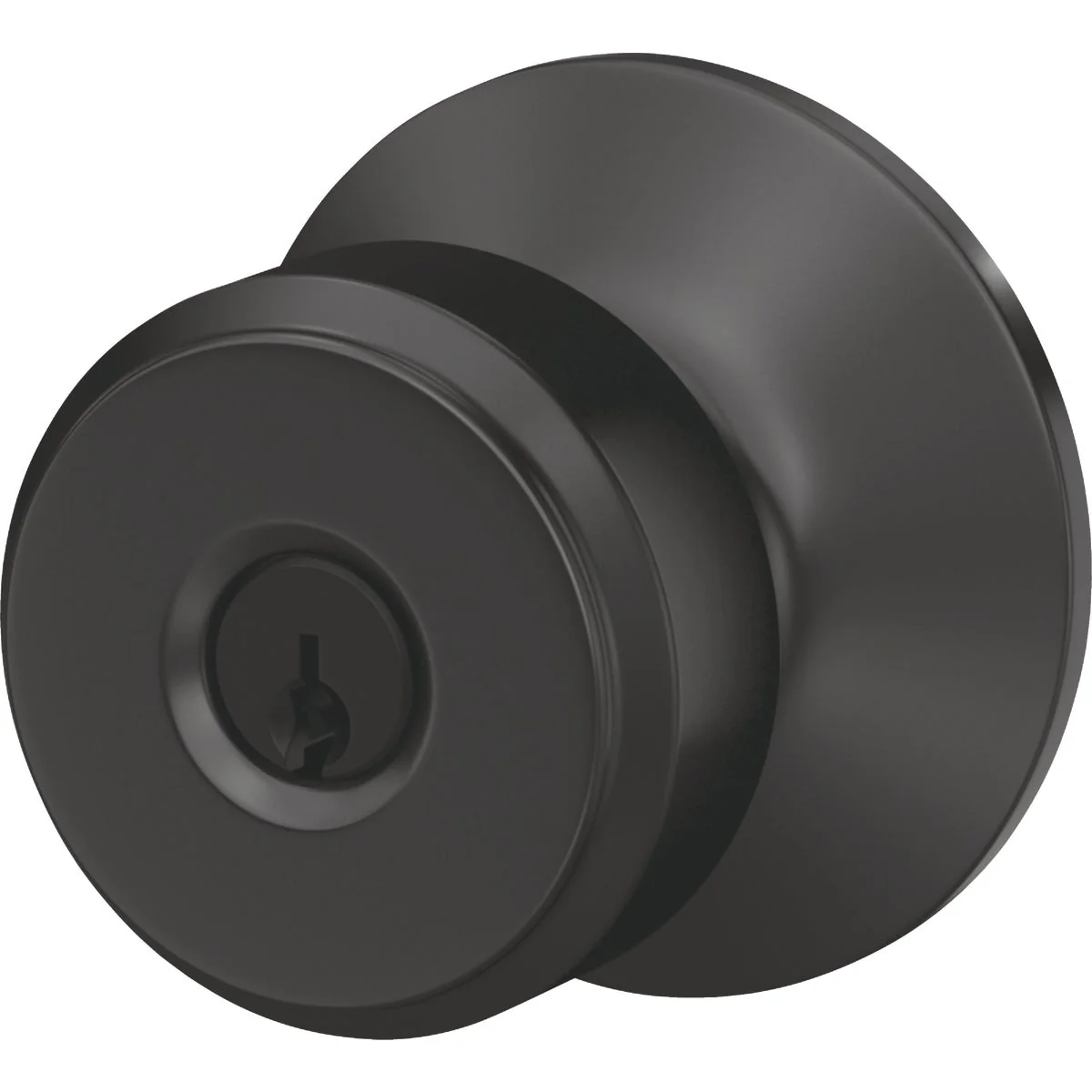 Official Schlage Bowery Matte Black Restoring Keyed Entry Door Knob Sophisticated