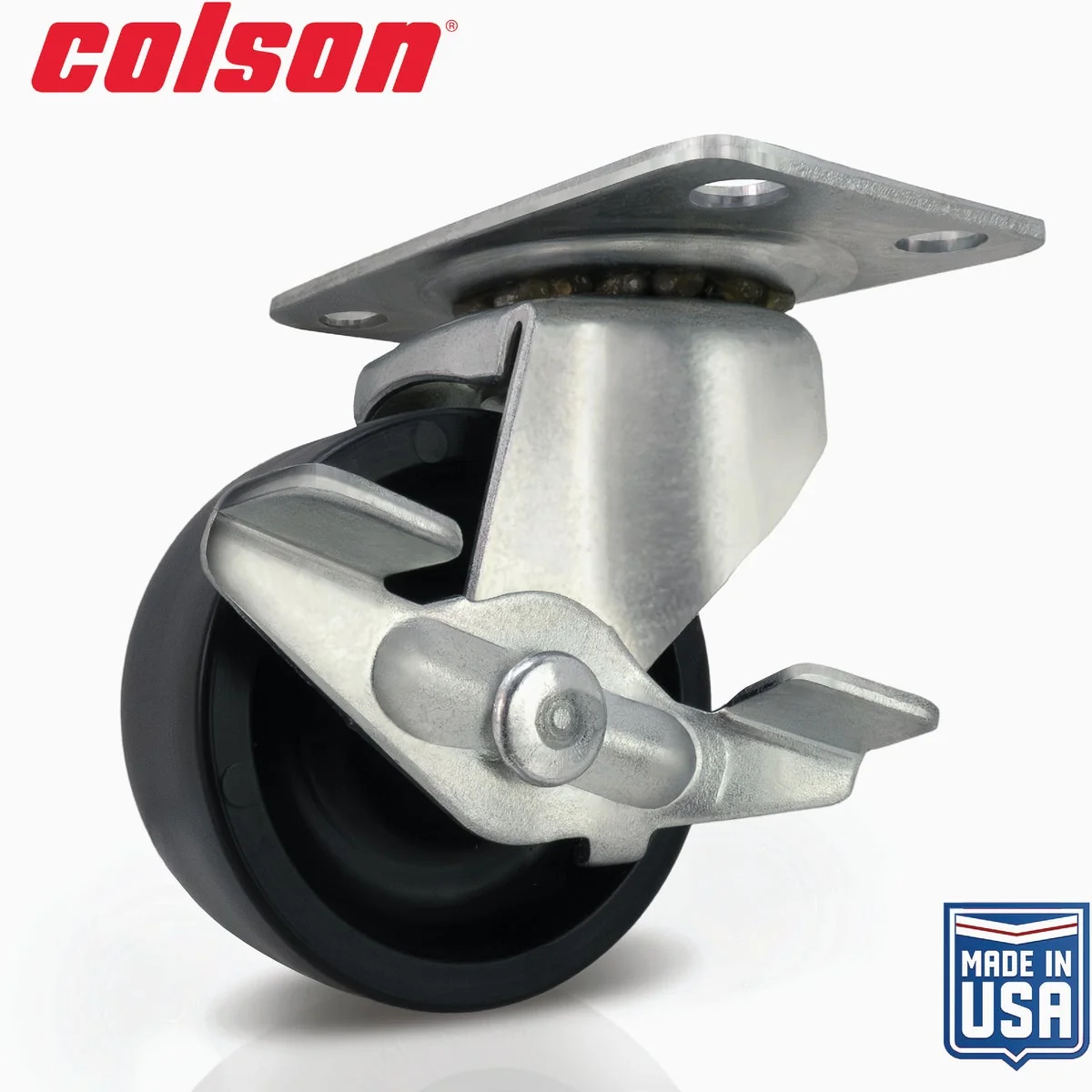 Effective Colson 2 In. Black Polypropylene Swivel Plate Caster with Locking Brake Powerful