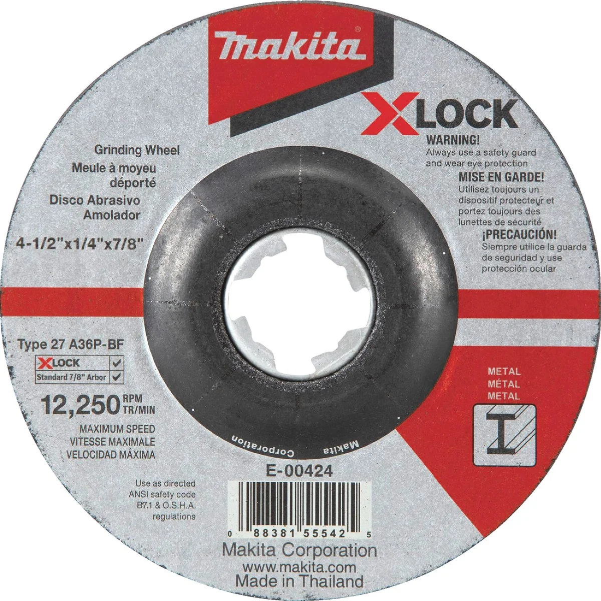 Soft Makita X-LOCK Type 27 4-1 2 In. x 1 4 In. x 7 8 In. Metal Grinding Cut-Off Wheel Sustainable