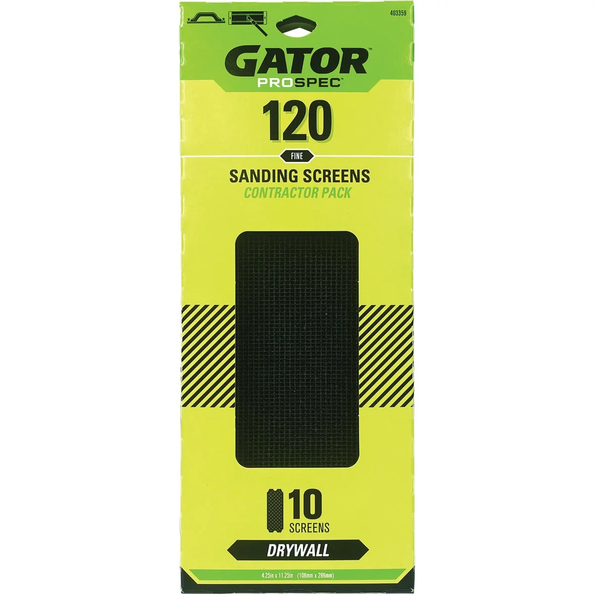 Fast Gator 4-1 4 In. x 11-1 4 In. 120-Grit Drywall Sanding Screen 10-Pack Elegant