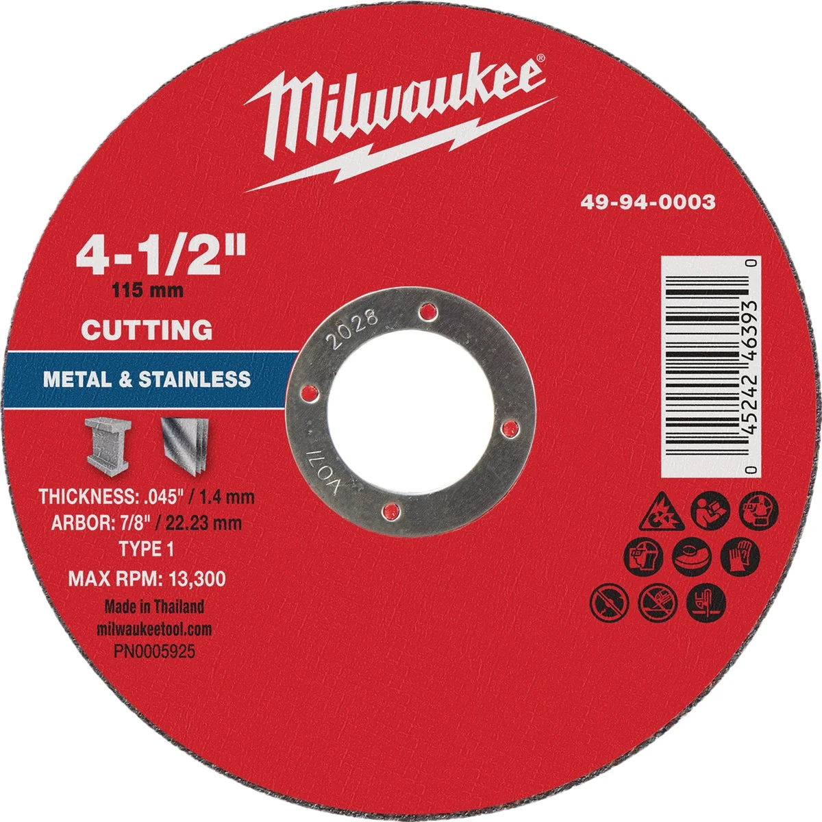 Selected Milwaukee Type 1 4-1 2 In. x .045 In. x 7 8 In. Metal Cut-Off Wheel Fine Crafted