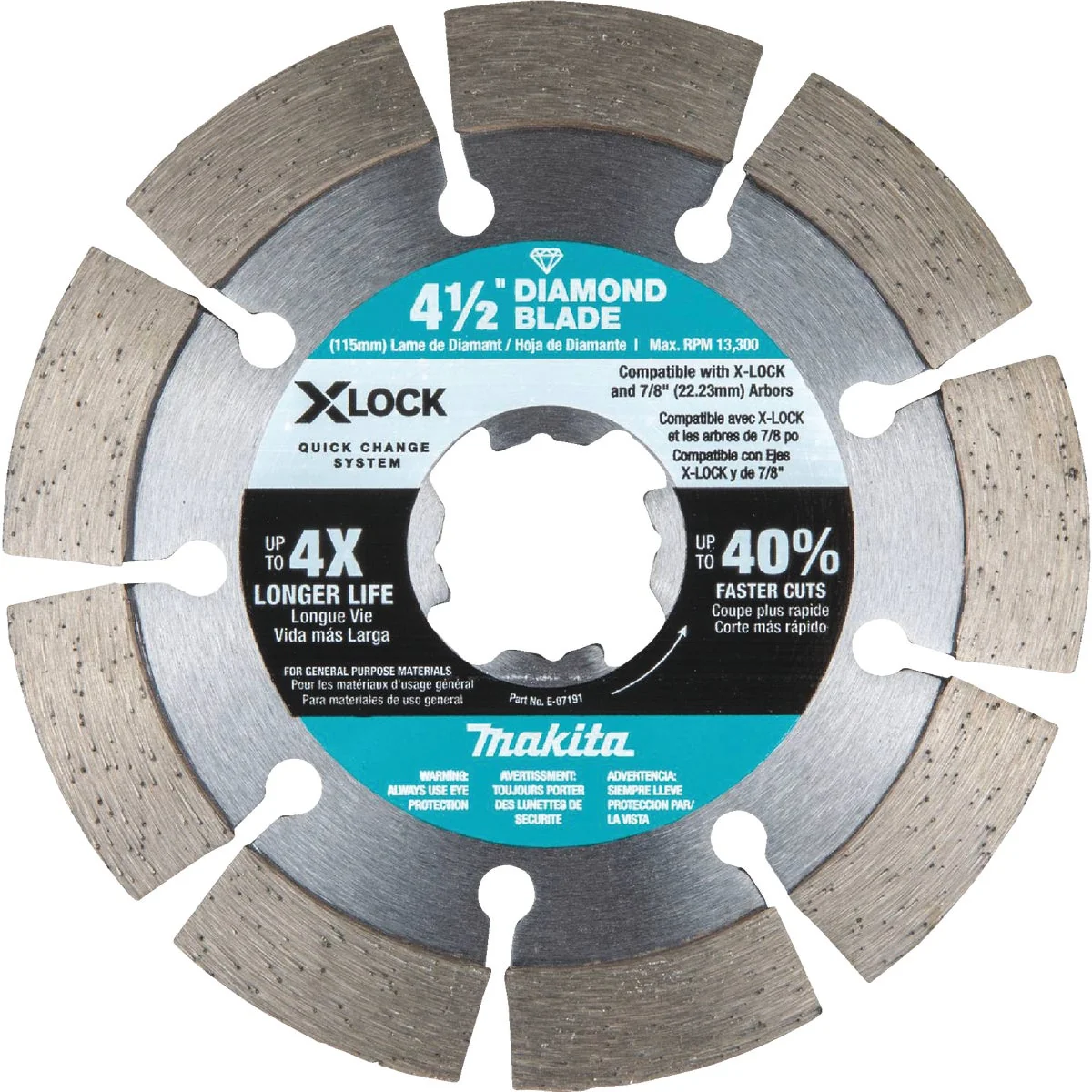 Fine Crafted Makita X-LOCK 4-1 2 In. Segmented Rim Dry Wet Cut Diamond Blade Recyclable