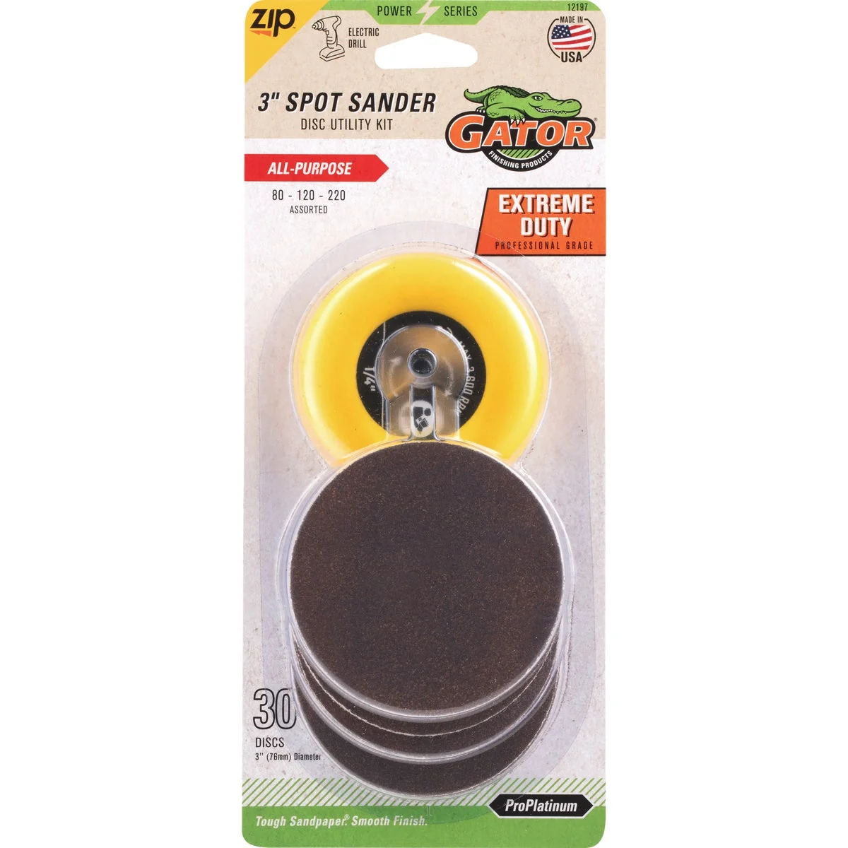 High-Performance Gator 3 In. Spot Sander Kit with 30 Discs Contemporary
