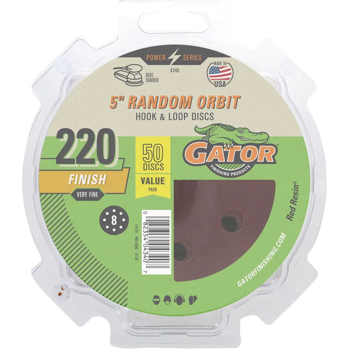 Versatile Gator 5 In. 8-Hole 220-Grit Hook Loop Sanding Disc 50-Pack Optimized