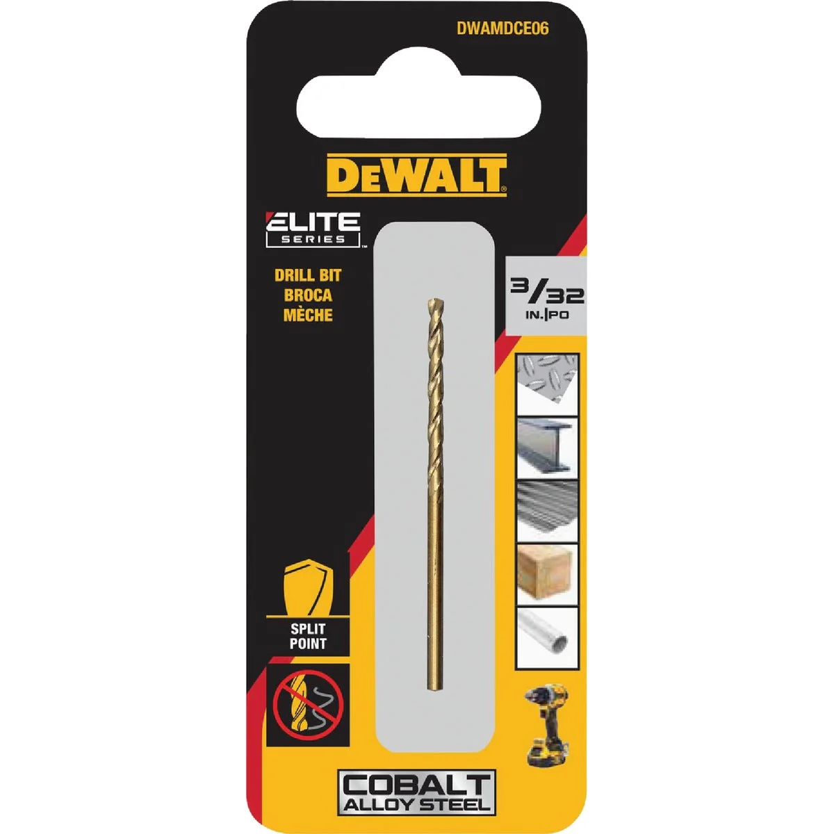 Official Dewalt Elite Series 3 32 In. x 2-1 5 In. Cobalt Jobber Length Twist Drill Bit Classic