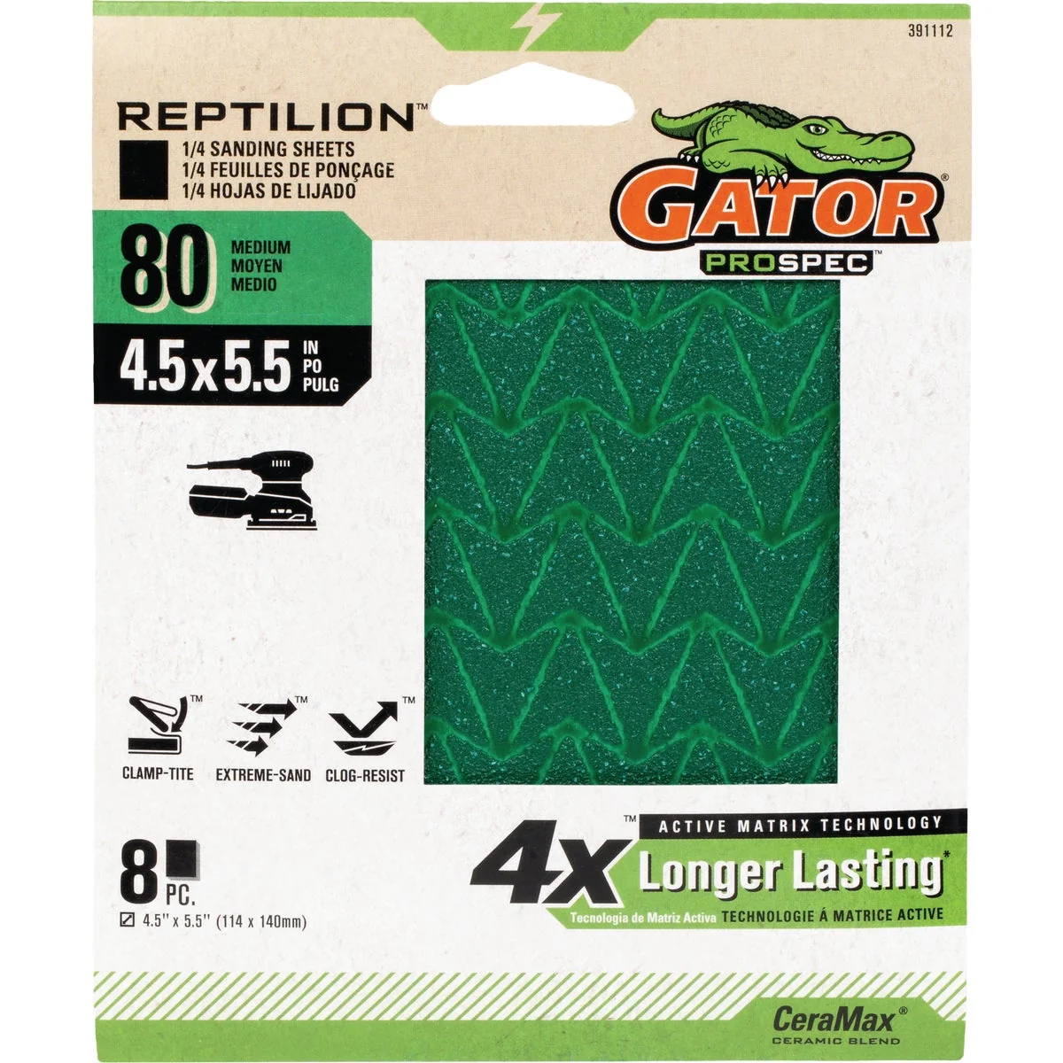 Soft Gator Reptilian 80-Grit Sanding Sheet 8-Pack Smooth